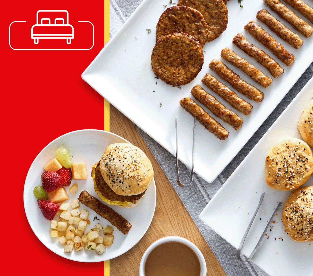 Rotating images of Jimmy Dean® Sausage Links and Patties; Pierre® Toasted Philly Cheesesteak Melt; Bahn Mi Wings