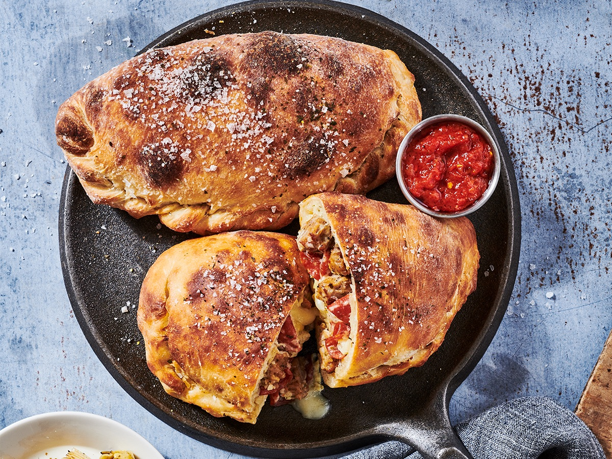 How to make a Calzone Sandwich with Hillshire Farm® All Natural* Fully Cooked Spicy Italian Sausage and Hillshire Farm Pork & Beef Sliced Pepperoni.
