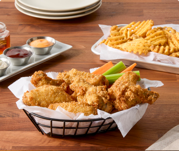 Fully Cooked Lightly Breaded Bone-In Chicken Wing Sections, Small