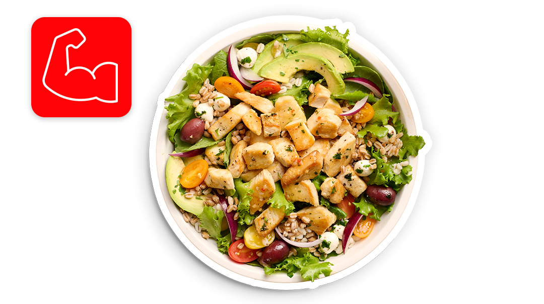 Unbreaded diced chicken in a salad