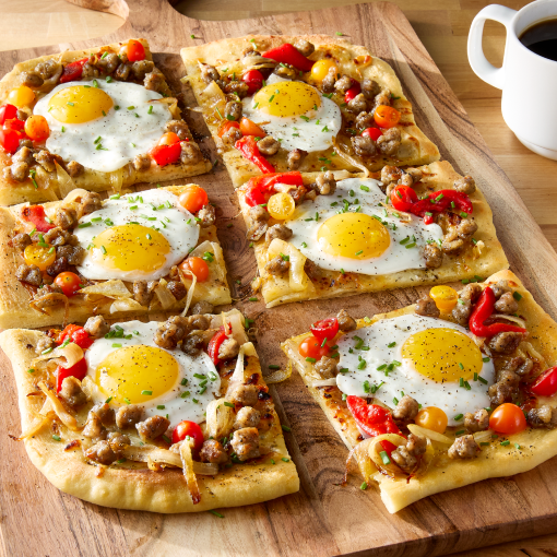 Sunny Side Up Breakfast Sausage Pizza 