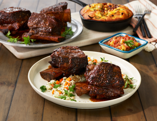 Braised Mole Short Ribs on a Plate with some rice