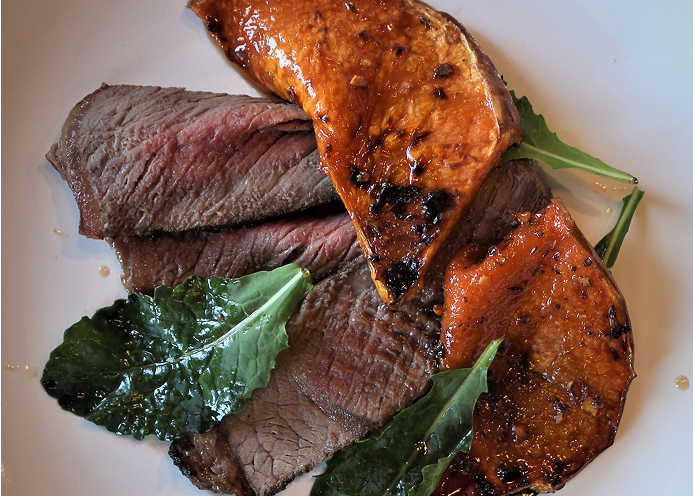 plated entrée featuring beef shoulder clod