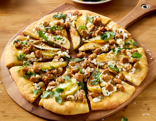 Italian Sausage White Pizza with Goat Cheese and Pear Recipe