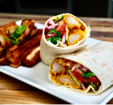 Recipe card that has an image of Aji Verde Chicken Wrap