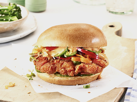 Spicy Korean Style Breaded Chicken sandwich Recipe