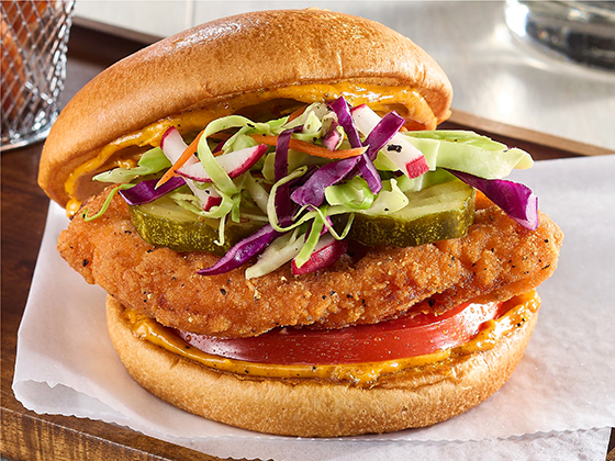 Spicy Hot Chicken Sandwich with Harissa Rainbow Slaw Recipe