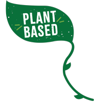 Leaf banner with the text "Plant Based" on it.