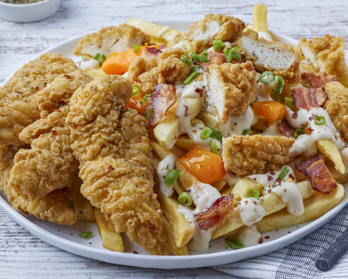 Image of chicken tenders on a plate. 