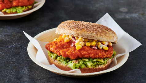 Image of K-12 Spicy Chicken Elotes Sandwich Recipe on a plate.