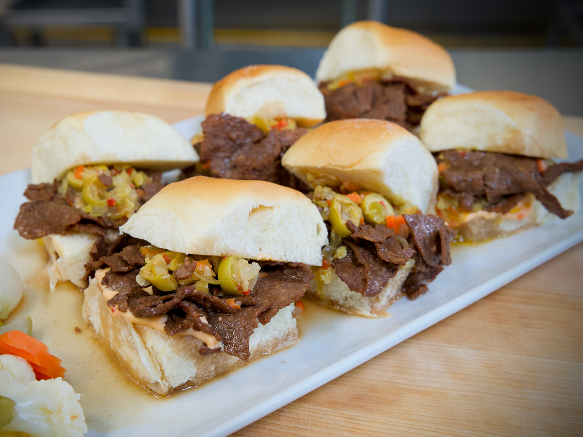 How to make Italian Beef Sliders featuring Steak-EZE® Redi Steak® Fully Cooked Philly Style Beef Sliced Steak. 