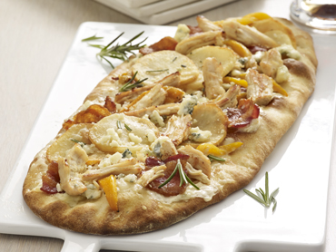 Image of British Style Chicken Flatbread on a plate.